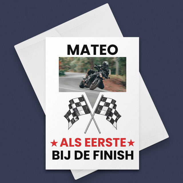 Foto En Handtekening: Als Eerste Bij De Finish - Wenskaart