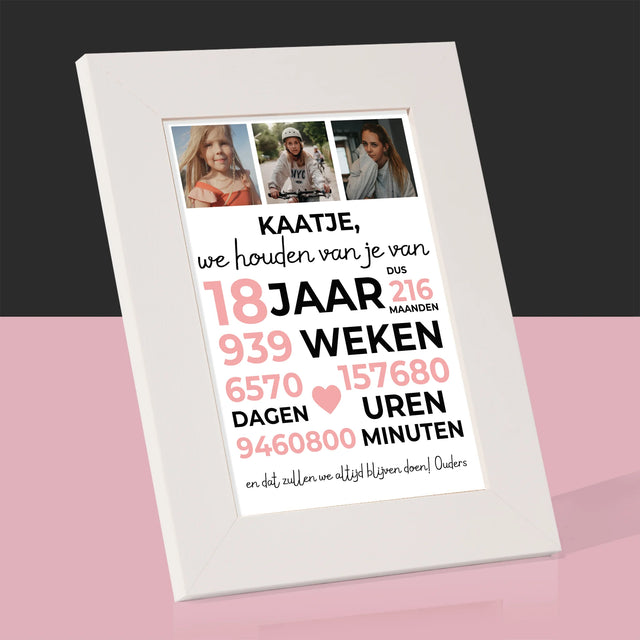 Fotocollage: We Houden Al 18 Jaar Van Je - Fotokader (Horziontaal)