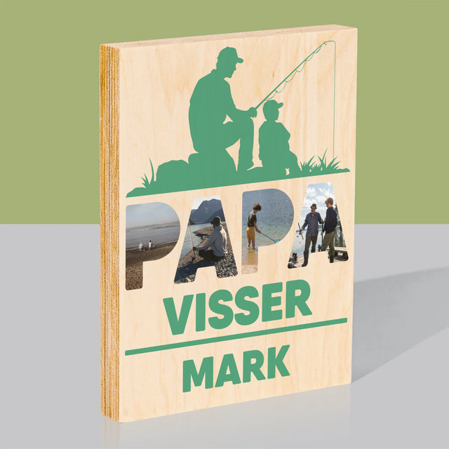 Woord Van Foto'S: Papa Visser - Afdruk Op Hout (Verticaal)