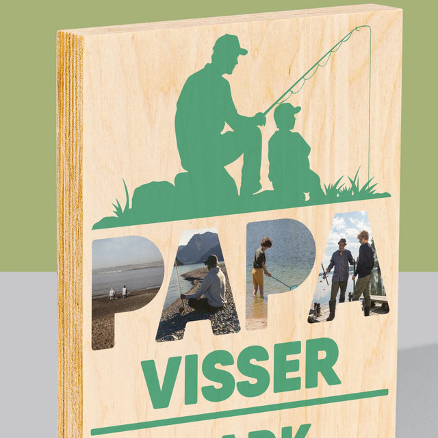 Woord Van Foto'S: Papa Visser - Afdruk Op Hout (Verticaal)