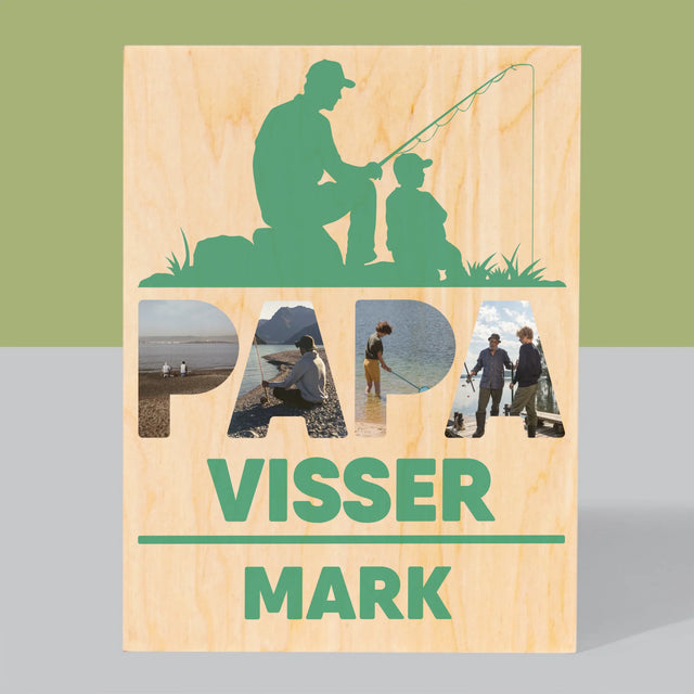 Woord Van Foto'S: Papa Visser - Afdruk Op Hout (Verticaal)