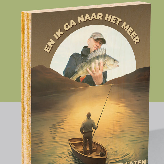 Foto En Handtekening: En Ik Ga Naar Het Meer - Afdruk Op Hout (Verticaal)