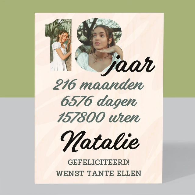 Woord Van Foto'S: 18 Jaar Aftellen - Afdruk Op Hout (Verticaal)
