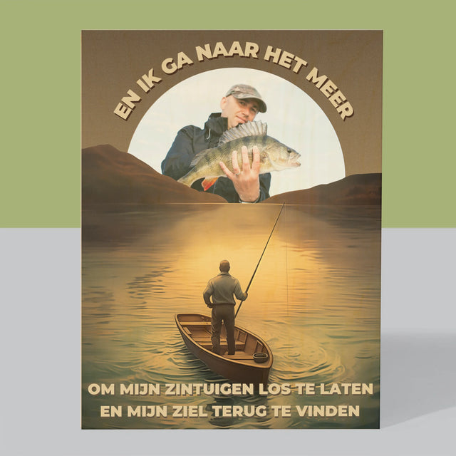 Foto En Handtekening: En Ik Ga Naar Het Meer - Afdruk Op Hout (Verticaal)