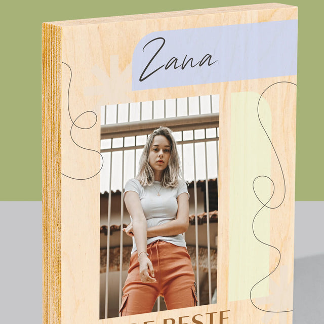 Foto En Handtekening: De Beste 18-Jarige - Afdruk Op Hout (Verticaal)