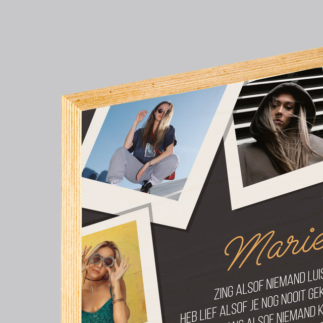 Fotocollage: Verjaardagswensen - Afdruk Op Hout (Verticaal)