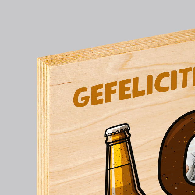 Fotocollage: 18 Pintje - Afdruk Op Hout (Verticaal)