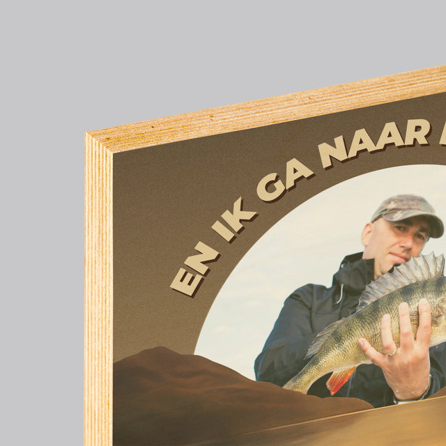 Foto En Handtekening: En Ik Ga Naar Het Meer - Afdruk Op Hout (Verticaal)