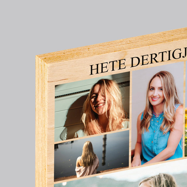 Fotocollage: Hete Dertigjarige - Afdruk Op Hout (Verticaal)