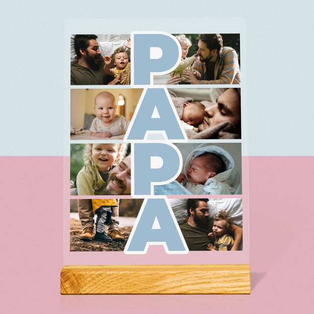 Fotocollage: Tekst Papa - Afdruk Op Acrylglas (Verticaal)
