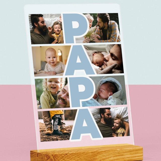Fotocollage: Tekst Papa - Afdruk Op Acrylglas (Verticaal)