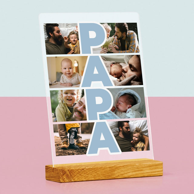 Fotocollage: Tekst Papa - Afdruk Op Acrylglas (Verticaal)