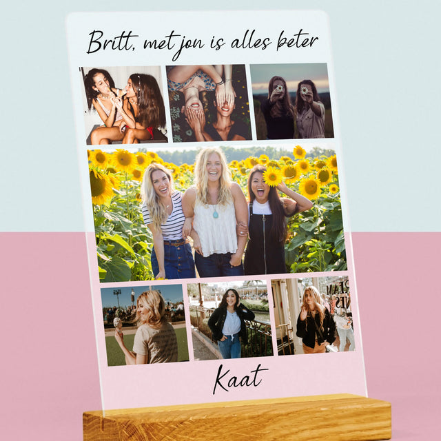 Fotocollage: Beste Vriendin - Afdruk Op Acrylglas (Verticaal)