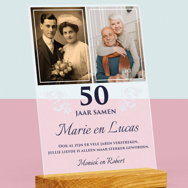 Fotocollage: Jarenlang Samen - Afdruk Op Acrylglas (Verticaal)