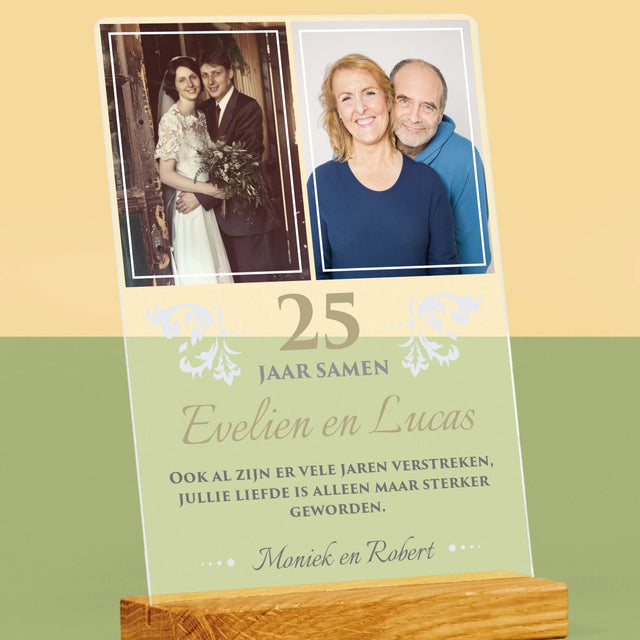 Fotocollage: 25 Jaar Samen - Afdruk Op Acrylglas (Verticaal)