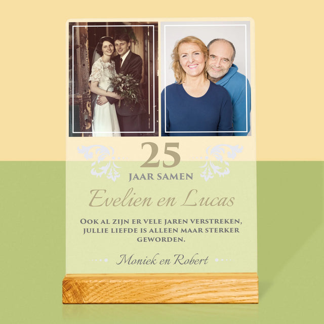 Fotocollage: 25 Jaar Samen - Afdruk Op Acrylglas (Verticaal)