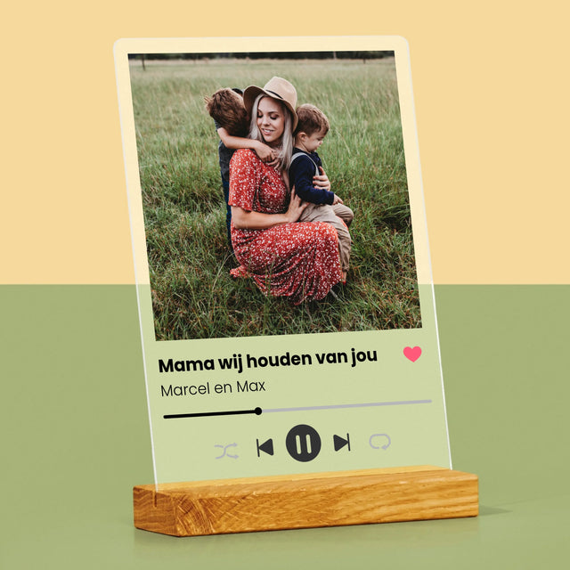 Foto En Handtekening: Mama Wij Houden Van Jou - Afdruk Op Acrylglas (Verticaal)