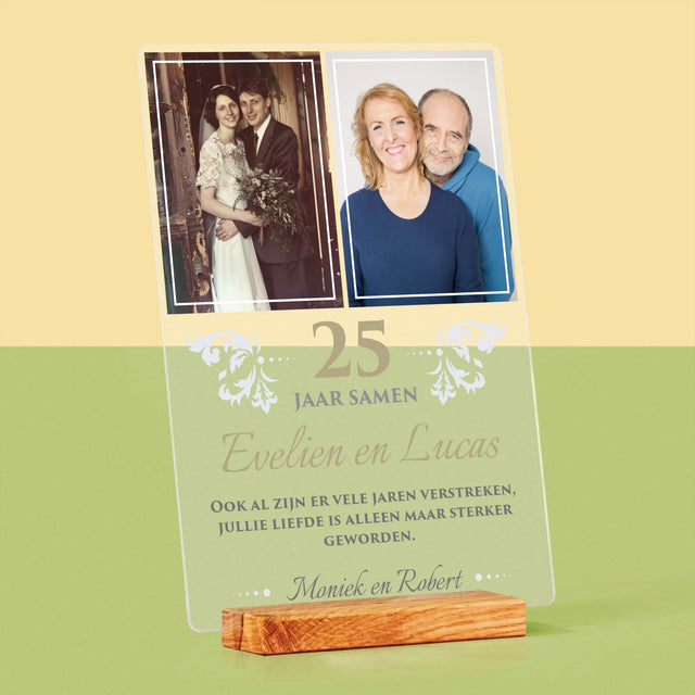 Fotocollage: 25 Jaar Samen - Afdruk Op Acrylglas (Verticaal)