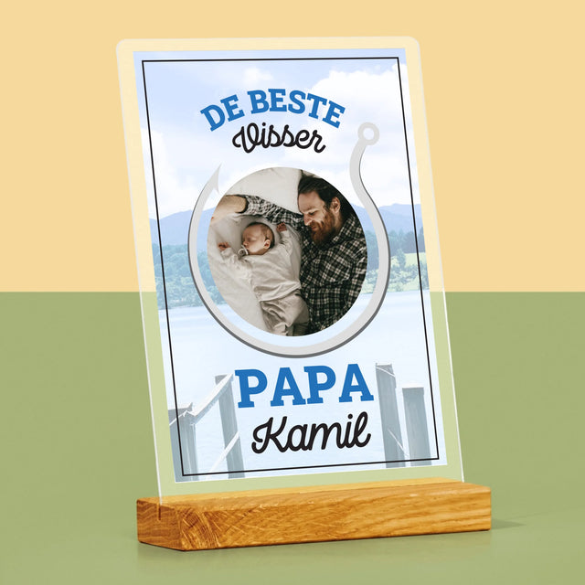 Foto En Handtekening: De Beste Visser Papa - Afdruk Op Acrylglas (Verticaal)