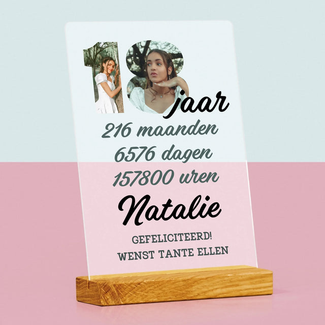Woord Van Foto'S: 18 Jaar Aftellen - Afdruk Op Acrylglas (Verticaal)