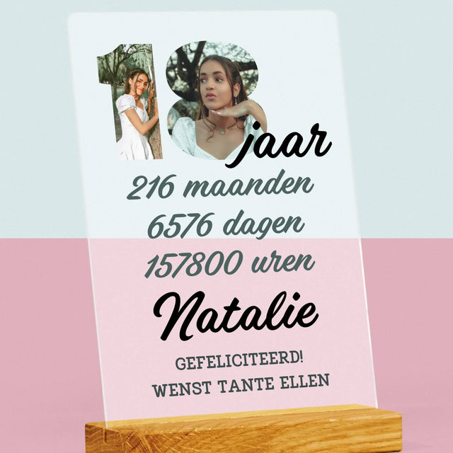 Woord Van Foto'S: 18 Jaar Aftellen - Afdruk Op Acrylglas (Verticaal)