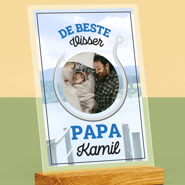Foto En Handtekening: De Beste Visser Papa - Afdruk Op Acrylglas (Verticaal)