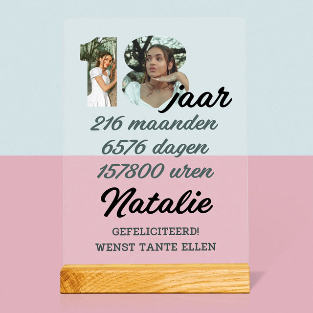 Woord Van Foto'S: 18 Jaar Aftellen - Afdruk Op Acrylglas (Verticaal)