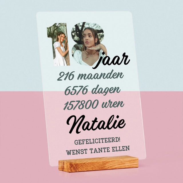 Woord Van Foto'S: 18 Jaar Aftellen - Afdruk Op Acrylglas (Verticaal)