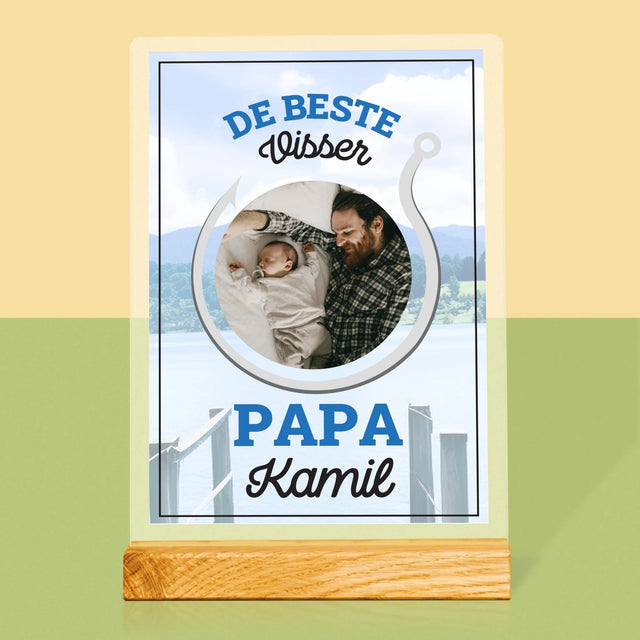 Foto En Handtekening: De Beste Visser Papa - Afdruk Op Acrylglas (Verticaal)