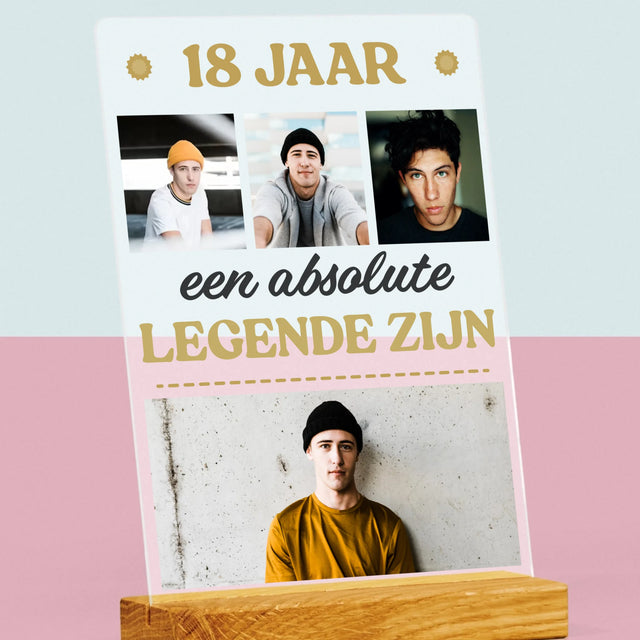 Fotocollage: 18 Jaar Een Legende Zijn - Afdruk Op Acrylglas (Verticaal)