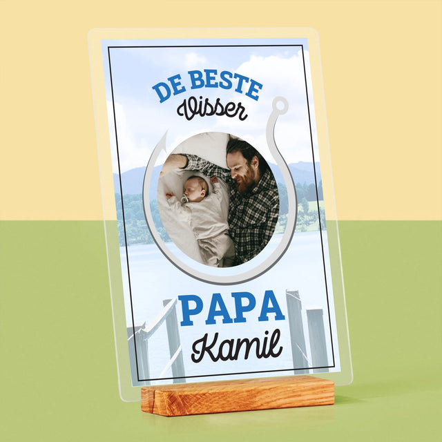 Foto En Handtekening: De Beste Visser Papa - Afdruk Op Acrylglas (Verticaal)
