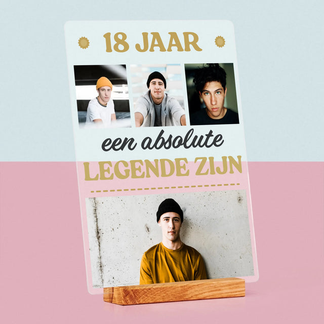 Fotocollage: 18 Jaar Een Legende Zijn - Afdruk Op Acrylglas (Verticaal)