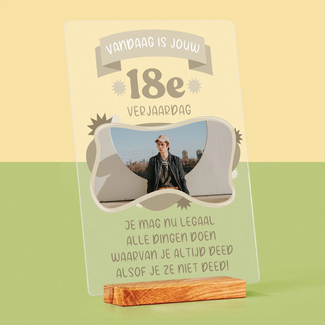 Foto En Handtekening: Legale Verjaardag - Afdruk Op Acrylglas (Verticaal)