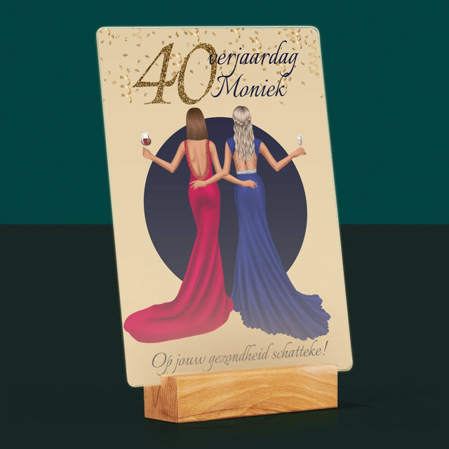 Karakter Schepper: 40E Verjaardag, Vriendin - Afdruk Op Acrylglas (Verticaal)