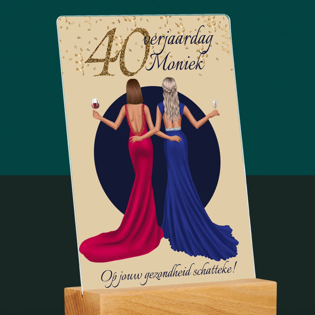 Karakter Schepper: 40E Verjaardag, Vriendin - Afdruk Op Acrylglas (Verticaal)