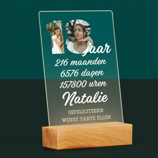 Woord Van Foto'S: 18 Jaar Aftellen - Afdruk Op Acrylglas (Verticaal)