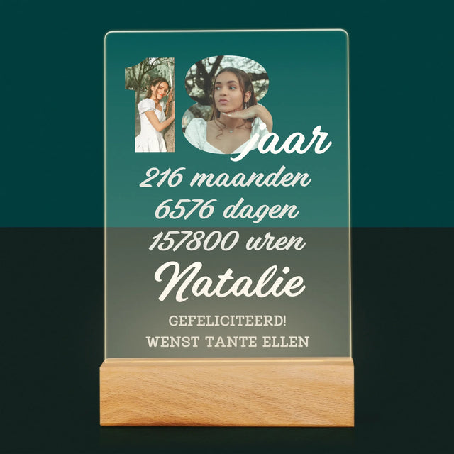 Woord Van Foto'S: 18 Jaar Aftellen - Afdruk Op Acrylglas (Verticaal)