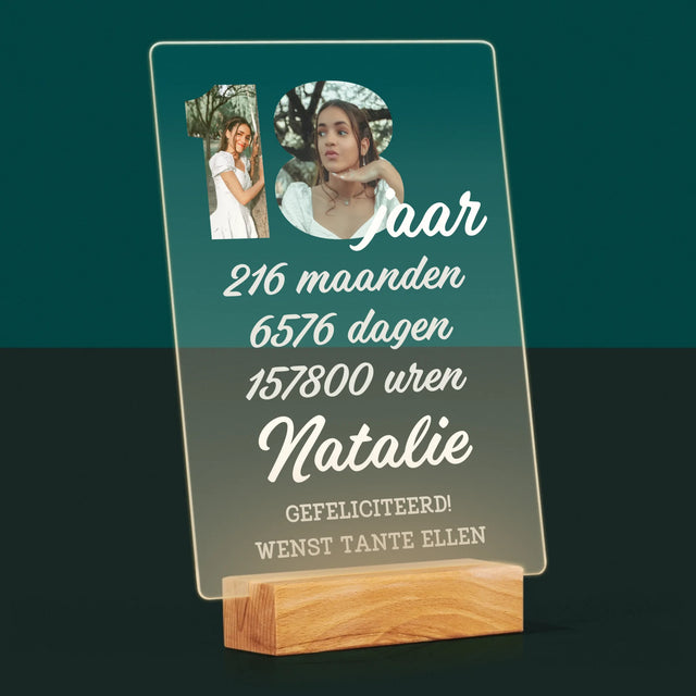 Woord Van Foto'S: 18 Jaar Aftellen - Afdruk Op Acrylglas (Verticaal)