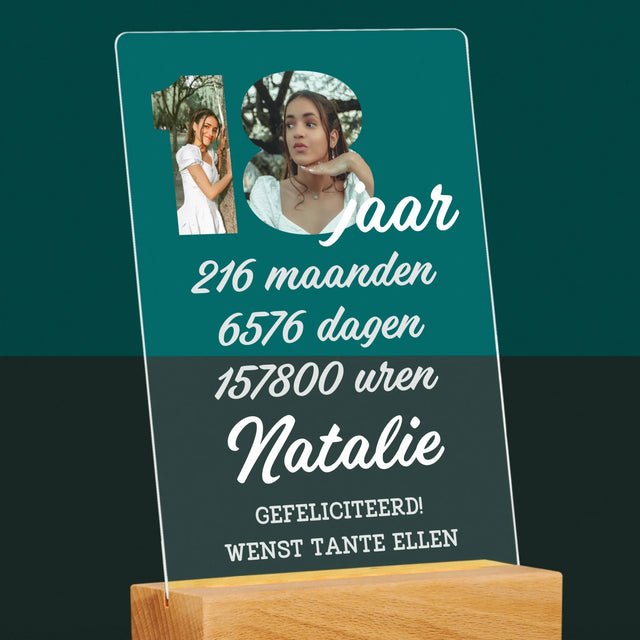 Woord Van Foto'S: 18 Jaar Aftellen - Afdruk Op Acrylglas (Verticaal)