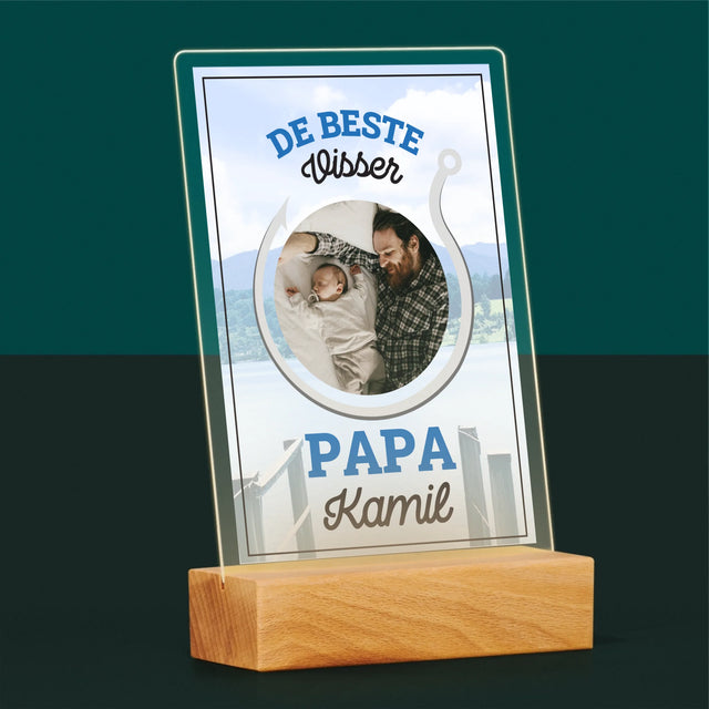 Foto En Handtekening: De Beste Visser Papa - Afdruk Op Acrylglas (Verticaal)