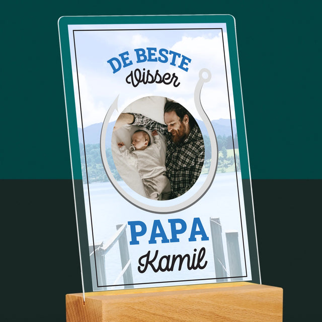 Foto En Handtekening: De Beste Visser Papa - Afdruk Op Acrylglas (Verticaal)