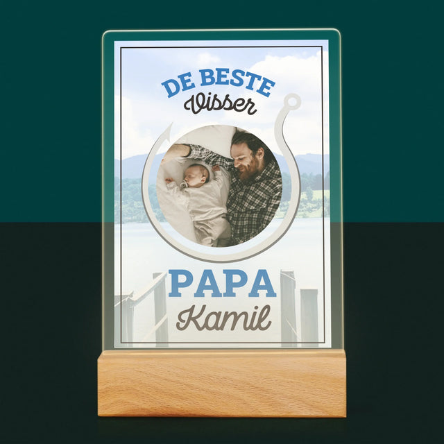 Foto En Handtekening: De Beste Visser Papa - Afdruk Op Acrylglas (Verticaal)