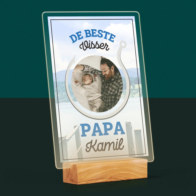 Foto En Handtekening: De Beste Visser Papa - Afdruk Op Acrylglas (Verticaal)