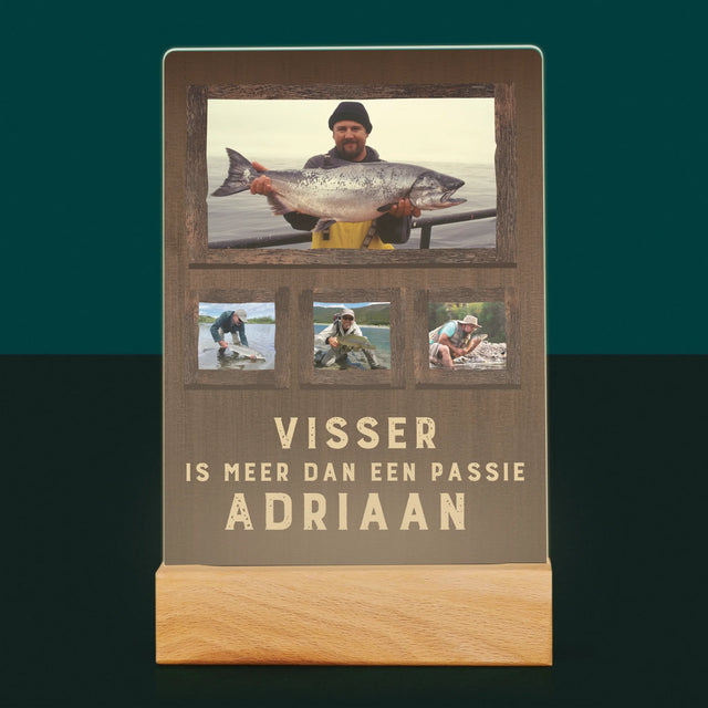 Fotocollage: Vissen Is Meer Dan Een Passie - Afdruk Op Acrylglas (Verticaal)