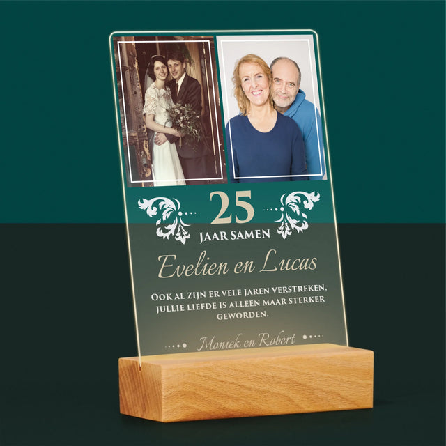 Fotocollage: 25 Jaar Samen - Afdruk Op Acrylglas (Verticaal)