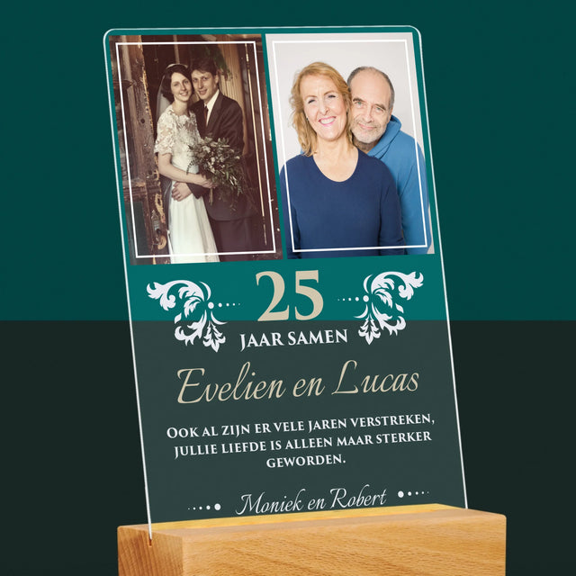 Fotocollage: 25 Jaar Samen - Afdruk Op Acrylglas (Verticaal)