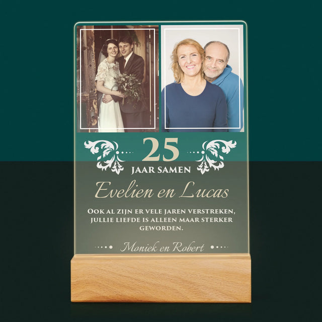 Fotocollage: 25 Jaar Samen - Afdruk Op Acrylglas (Verticaal)