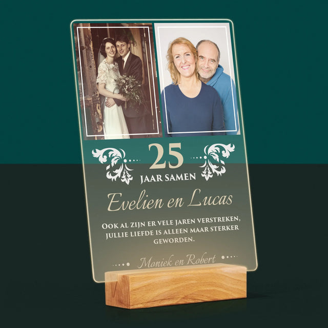 Fotocollage: 25 Jaar Samen - Afdruk Op Acrylglas (Verticaal)