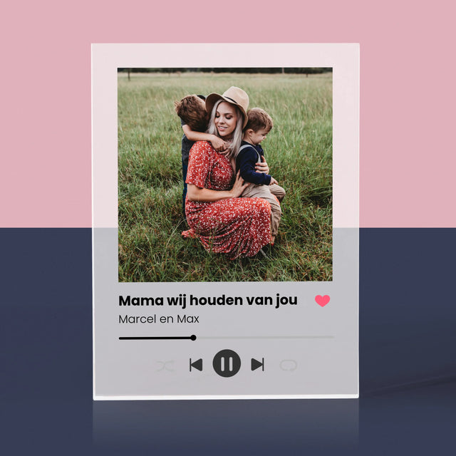 Foto En Handtekening: Mama Wij Houden Van Jou - Acryl Blok
