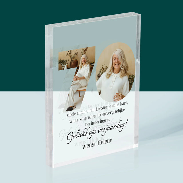 Woord Van Foto'S: 70E Verjaardag - Acryl Blok